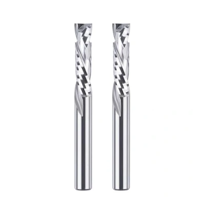 Abbildung von SpeTool 2 Stück Spiralnutfräser 8mm Schaft Kompression 32mm Schnittlänge Spiralfräser CNC Fräser Router Bit Langlochfräser Holz Up Down VHM Schaftfräser für Oberfräse Nutfräser Holzfräser