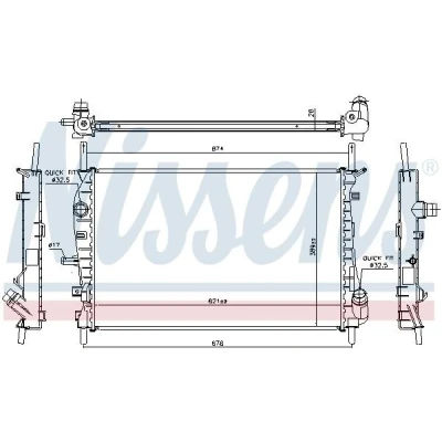 Abbildung von NISSENS 62023A Kühler, Motorkühlung Aluminium 621 389 26 Kühlrippen gelötet FORD: MONDEO 3, 3 Kombi, Stufenheck