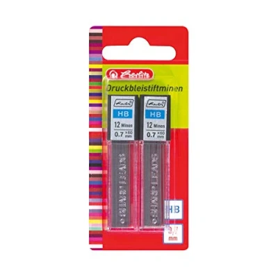 Abbildung von Herlitz Druckbleistiftmine HB, 0.7 mm, 24 Stück, 2 x 12 Stück Auf Blisterkarte