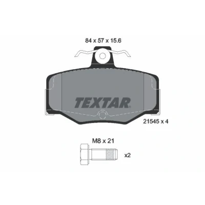 Abbildung von TEXTAR 2154501 Bremsbelagsatz nicht für Verschleißwarnanzeiger vorbereitet mit Bremssattelschrauben NISSAN: Almera II Hatchback, Tino