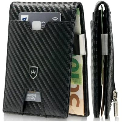 Abbildung von Kronenschein® Slim Wallet mit Münzfach &amp; RFID Schutz I Geldbörse Herren Damen klein Portmonee Geldklammer Mini Geldbeutel Kartenetui Karten Portemonnaie Kreditkartenetui