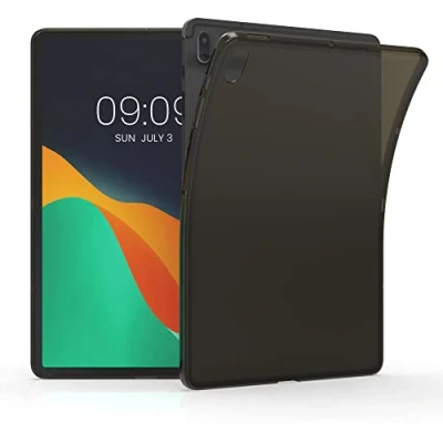 Abbildung von kwmobile Hülle kompatibel mit Samsung Galaxy Tab S7 FE weiches TPU Silikon Case Transparent Tablet Cover Schwarz