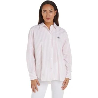 Abbildung von Tommy Hilfiger Damen Hemd Langarm, Rosa (Bold Stp/ Whimsy Pink), 36