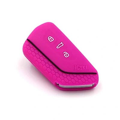 Abbildung von Schlüssel Hülle VF für 3 Tasten Auto Silikon Cover Schlüsselhülle Etui Schutzhülle (Neon Pink)