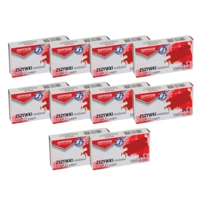 Abbildung von OFFICE PRODUCTS 18072419 16 Heftklammern 24/6 Kupfer Universal für die meisten Heftgeräte/ 10.000 Stück (10 x 1000 Stück) Standart Handtackerklammern/Tackerklammern Büroklammern