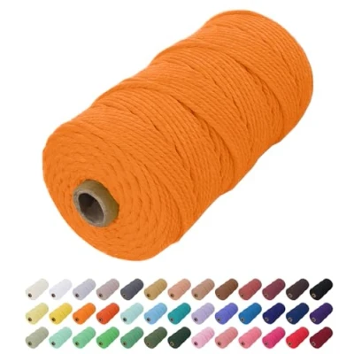 Abbildung von Uiopa Makramee Garn 2mm x 200m, Baumwollkordel Farbig Baumwollgarn Geflochten Baumwollseil, Natürliche Baumwollschnur für Wandbehang, Vorhang, Traumfänger, Hängepflanze, Deko (Golden)