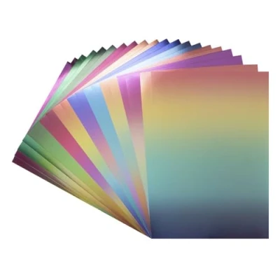 Abbildung von Ideen mit Herz Spiegelkarton selbstklebend Metallpapier Klebe Folie Bastelpapier metallic 20 Bogen Din A4 200 g/m² (Farbverlauf)