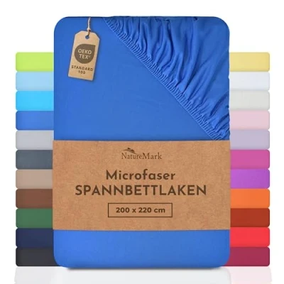 Abbildung von NatureMark Mikrofaser SPANNBETTLAKEN zum Sparpreis! viele Größen und Farben Markenware (Bettlaken 200 x 220 cm, Royal Blau)