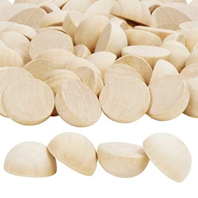 Abbildung von Belle Vous Naturbelassene Halbe Holzkugeln zum Basteln (100er Set) 25 mm Durchmesser Halbrunde für DIY Projekte, Weihnachtsschmuck, Handgemachte Party &amp; Wohnaccessoires