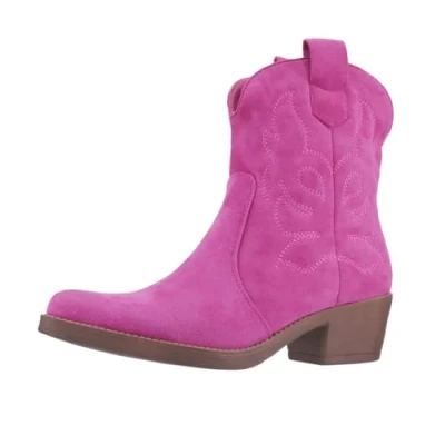 Abbildung von Elara Damen Stiefeletten Cowboy Boots Chunkyrayan 301 A31 Fuxia Suede 37