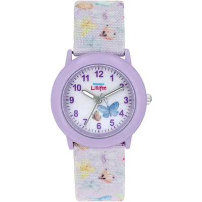 Abbildung von Prinzessin Lillifee Armbanduhr Mädchen Kinder Quarzuhr Analog, mit Textil Armband, 3 bar Wasserdicht, Kommt in Uhren Geschenk Box