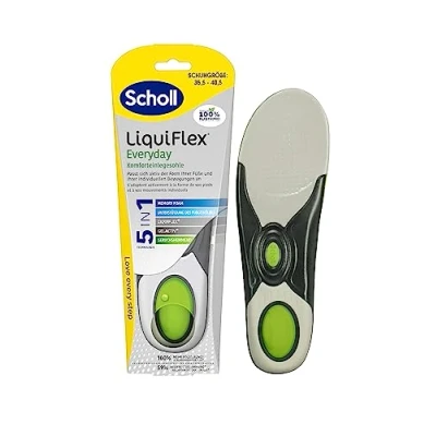 Abbildung von Scholl LiquiFlex Komforteinlegesohlen Everyday S, mehr Polsterung durch Memory Foam und Unterstützung des Fußgewölbes, unisex, 1 x 2 Stück,Gelb