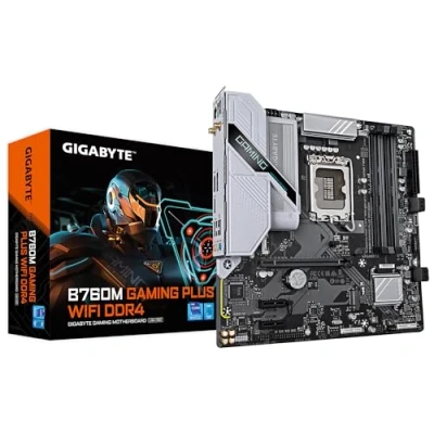 Abbildung von GIGABYTE B760M Gaming Plus WiFi DDR4 Mainboard Unterstützt 14. Gen. Intel Core CPUs, 4+1+1 Phasen VRM, bis zu 5333 MHz (OC), 2xPCIe 4.0 M.2, Wi Fi 6, 1 GbE LAN, USB 3.2 Gen