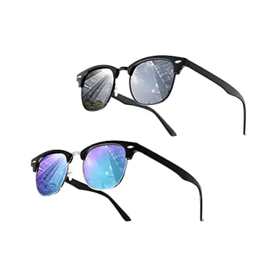 Abbildung von UrbanSky Sonnenbrille „D.B.“ für Damen und Herren 2er Pack polarisiert (Schwarz:Blau/Silber verspiegelt)