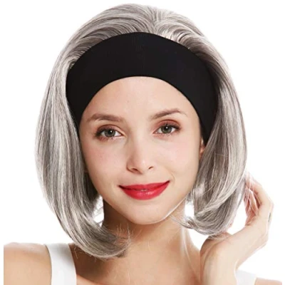 Abbildung von WIG ME UP GFW948 H 51 Perücke Damen Damenperücke Stirnband kurz glatt 80er Retro Look Grau Silbergrau