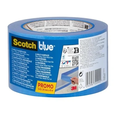 Abbildung von ScotchBlue Premium Malerabdeckband Multi Surface, 24 mm x 41 m Scotch Klebeband für Malerarbeiten und Dekoration zum Streichen, Lackieren, Renovieren Abklebeband/Kreppband, 3 Stück 70% PEFC