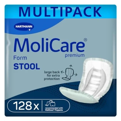 Abbildung von MoliCare Premium Form STOOL: Inkontinenzvorlage für zuverlässigen Schutz bei Stuhlinkontinenz mit Spezialtaschen, zu verwenden Fixpants, 4x32 Stück