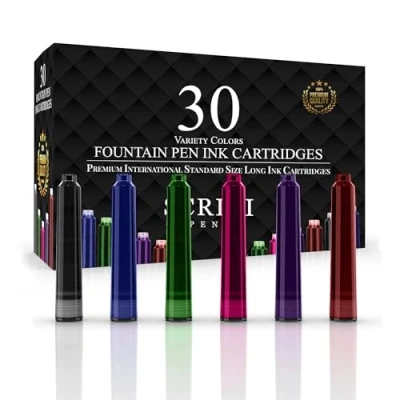 Abbildung von SCRIVI PENS Füllfederhalterminen 30 Verschiedene Tintenpatronen Internationale Standardgröße Länge Ca. 5,2 Cm Basisdurchmesser 0,6 Einwegartikel Und Generisch