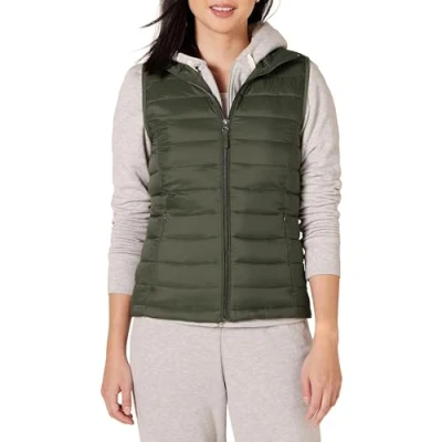 Abbildung von Amazon Essentials Damen Leichte, Wasserbeständige Pufferweste, Verstaubar, Olivgrün, S