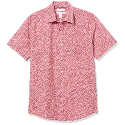 Abbildung von Amazon Essentials Herren Kurzärmeliges Hemd aus Popeline, Normale Passform, Verwaschenes Rot Rosen, L