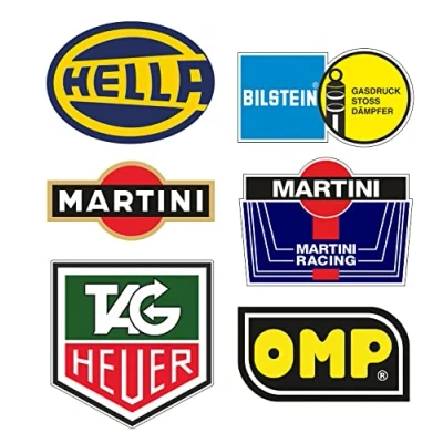 Abbildung von cut it folientechnik &amp; design MG653 / 6X Youngtimer Sticker je 6,5cm Kult Aufkleber Oldtimer Auto Rennsport Racing Dekor V8 Motorsport + Extra