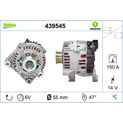 Abbildung von VALEO 439545 Lichtmaschine 14V 150A BMW: 3 Saloon, 5 Touring