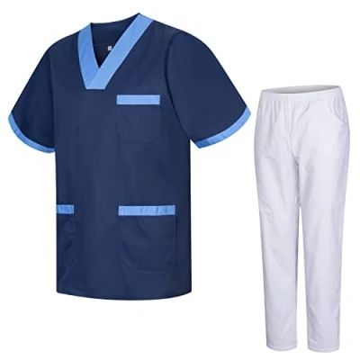 Abbildung von MISEMIYA Unisex Schrubb Set Medizinische Uniform mit Oberteil und Hose 817 8312 BLANCO Small, Azul 8171 8