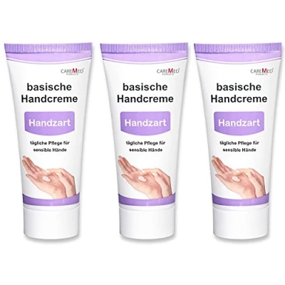 Abbildung von CareMed Handzart, basische Handcreme, Handpflegecreme für sensible Hände, 3x 75ml