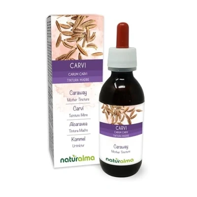 Abbildung von Kümmel (Carum carvi) Früchte Alkoholfreier Urtinktur Naturalma Flüssig Extrakt Tropfen 120 ml Nahrungsergänzungsmittel Veganer