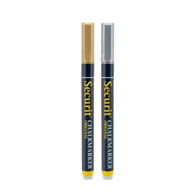 Abbildung von Securit BL SMA100 V4 COL Kreidemarker (mit Rundspitze ca. 1 2 mm) 2er Set gold und silber, 22.5 x 8 1.2 cm