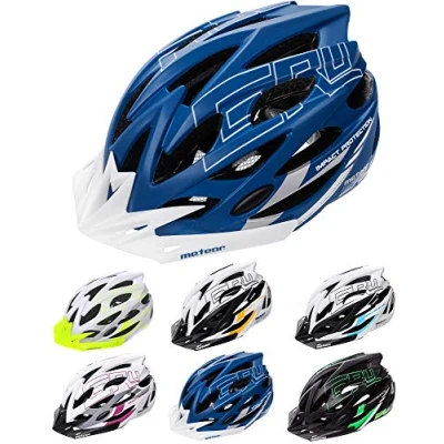 Abbildung von meteor Fahrradhelm Herren Damen Kinder Helm MTB rollerhelm kinderfahrradhelm Mountainbike rennradhelm Inliner skaterhelm fahradhelm Scooter Jungen Bike Helmet L(58 61cm), Blau Weiß