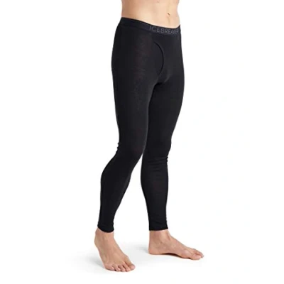 Abbildung von Icebreaker 100% Merinowolle Herren Base Layer Everyday Leggings mit Eingriff 175 Ultralight Fabric Merino Unterwäsche Thermo Männer Winter Thermounterwäsche Schwarz, XL