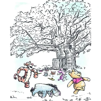 Abbildung von Disney Wandbild von Komar Winnie Pooh Playground Kinderzimmer, Babyzimmer, Dekoration, Kunstdruck Größe 30x40cm (Breite x Höhe) ohne Rahmen WB063 30x40
