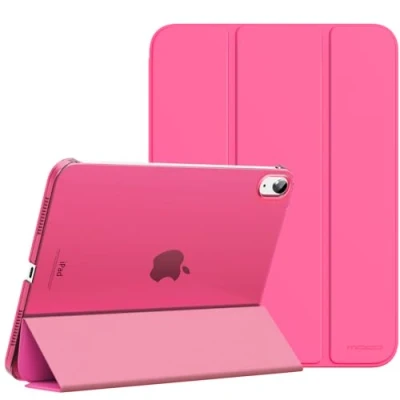 Abbildung von MoKo Hülle für ipad 10. Generation 2022, 10,9 Dünne Leichte PU Leder Tablet mit Auto Schlaf/Aufwach Funktion Transluzente PC Rückseite, Persisch Rosa
