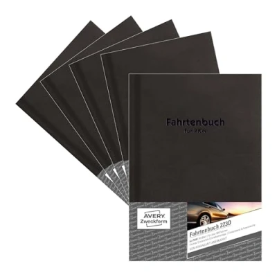 Abbildung von AVERY Zweckform 223D 5 Hardcover Fahrtenbuch (für PKW, vom Finanzamt anerkannt, A5, 96 Seiten506 Fahrten, für Deutschland &amp; Österreich zur Abgrenzung privater/geschäftlicher Fahrten) 5er Pack