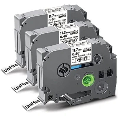 Abbildung von UniPlus 3x Kompatibel Schrumpfschlauch Ersatz für Brother Hse 231 Hse231 Etikettenband PT H500 E300VP E500 E550WVP P750WVP P700 E30011, 11.7mm x 1.5m, Schwarz auf Weiß