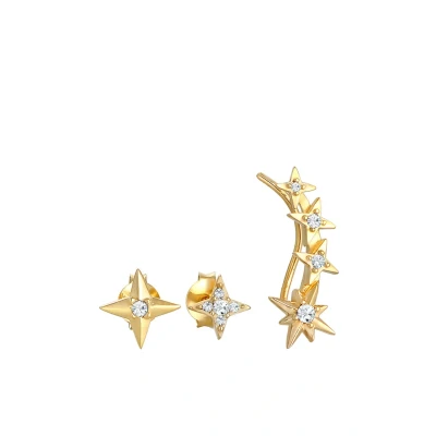 Abbildung von Elli 3 PACK Stars Design Ohrringe goldcoloured, Damen, Größe: One Size, Gold coloured