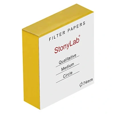 Abbildung von stonylab Qualitatives Filterpapier Rund, Cellulose mit 74mm Durchmesser und Einer Filtrationsgeschwindigkeit von 20 Mikron, Packung 100 Stück
