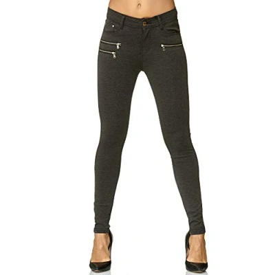 Abbildung von Elara Damen Stretch Hose Skinny Fit Jegging Chunkyrayan H86 6 Dk.Grey 38 (M)