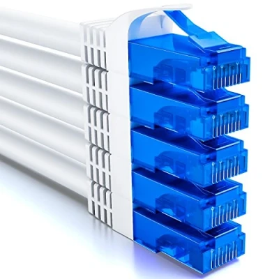 Abbildung von deleyCON 5x 2m CAT6 Netzwerkkabel Set U UTP RJ45 CAT 6 LAN Kabel Patchkabel Ethernetkabel DSL Switch Router Modem Repeater Patchpanel Weiß