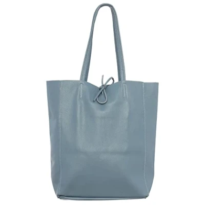 Abbildung von Zwillingsherz Shopper aus 100% Echtleder Hochwertige Tasche für Damen Frauen Mädchen groß und elegant Schultertasche blau