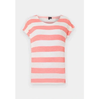 Abbildung von Vero Moda Vmwide Stripe Tshirt print, Damen, Größe: XS, Dubarry/snow white