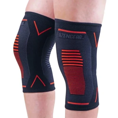 Abbildung von aZengear Kniebandage (Paar) Kompressionskniebandage für Männer und Frauen beim Laufen, Kniebeugen (XL)