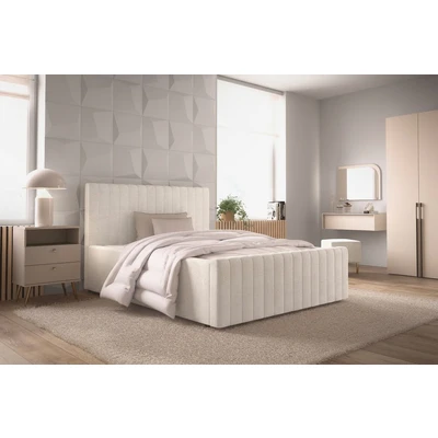 Abbildung von OTTO home Polsterbett "MOIVRE, vertikale Steppung in Rillenoptik, wahlweise mit Bettkasten" Stauraumbett, gepolstertes Kopfteil, ohne Matratze, modernes Design