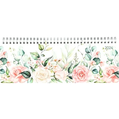 Abbildung von Tisch Querkalender Style Rosen 2024 Büro Planer 29,7x10,5 cm Kalender 1 Woche 2 Seiten Ringbindung Alpha Edition