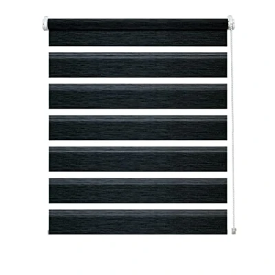 Abbildung von Deco Company Duo Klemmrollo, Doppelrollo, Rollo für Fenster ohne Bohren, Alle Montage Teile inklusive, Polyester, Anthrazit Struktur, 90 x 150 cm
