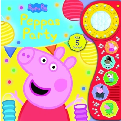 Abbildung von Peppa Pig Peppas Party Soundbuch mit Lichteffekt interaktives Pappbilderbuch leuchtendem Kristall Licht und je 5 zauberhaften Geräuschen Liedern Wutz