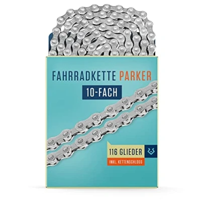 Abbildung von Alphatrail Fahrradkette Parker 10 fach 116 Glieder I Kompatibel mit Shimano, SRAM, KMC, Connex, Campagnolo Schaltungen Inkl. Kettenschloss