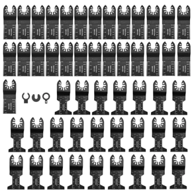 Abbildung von 53pcs Oszillierende Sägeblätter Multitool Oszillierwerkzeug Set Multifunktionswerkzeug 34mm 44mm Universal Multi Tool Oszillierendes Zubehör Quick Release für Holz Kunststoff mit 3 Adapter