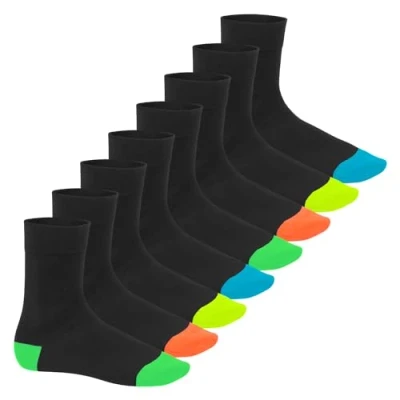 Abbildung von Footstar Herren &amp; Damen Baumwollsocken (8 Paar) Socken im Neon Look Fun Schwarz 39 42